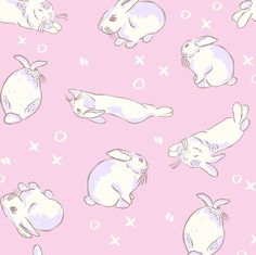 a pink wallpaper with rabbits and other animals on it's back drop down