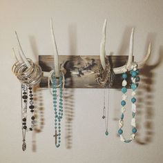 mounted antler jewelry holder antler jewelry by TurquoiseOwlDesign Antler Jewelry Holder, Antler Diy, Antler Decor, Jewelry Storage Diy