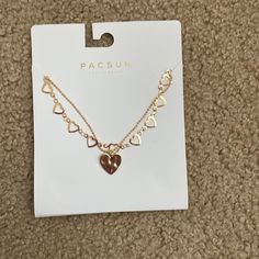 Super Cute Never Been Worn Pacsun Heart Necklace. The Chains Connect In The Back. Brand New Still In Packaging!!! Pacsun Jewelry, Pearl Necklace Choker, Flower Choker, Gold Long Necklace, Gold Heart Necklace, Butterfly Pendant, Shell Necklaces, Gold Chain Necklace, Beaded Choker