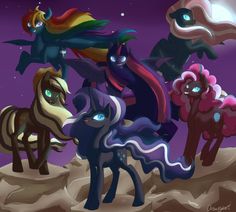 My little pony nightmare‘s The Mane 6, My Little Pony Poster, Celestia And Luna, Pony Art