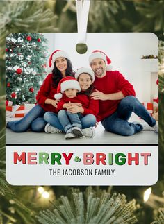 Personalized Photo Colorful Merry And Bright Christmas Metal Ornament Family Photo Cute Simple Merry And Bright Christmas, Christmas Metal, Merry Bright Christmas, A Very Merry Christmas, Photo Cute, Ornament Family, Bright Christmas