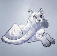 a drawing of a white leopard laying down