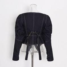 This Retro Striped Waist Slimming Jacket is expertly designed to flatter your waist and give off a retro vibe. The unique striped pattern adds a touch of style while the slimming cut enhances your silhouette. - Color: Black- Style: Jacket- Pattern Type: Stripes- Sleeve Length: Long Sleeve- Neckline: V-neck- Fabric: Polyester Fiber, Cotton- Closure Type: Buttons- Occasion: Casual- Gender: Women- Size: XL, XXL, XXXLXL: Shoulder Width: 41 | Bust: 98 | Sleeve: 65 | Length: 49XXL: Shoulder Width: 42 Casual Coats For Women, Striped Sleeve, Jacket Pattern, Black Style, Retro Vibe, Slim Waist, Pre Order, Black Fashion, Coats For Women