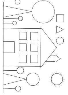 an image of a drawing with circles and shapes on it, including the shape of a building