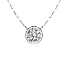 This bezel-set pendant necklace, crafted in 18k white gold, is a perfect mix of extravagance and simplicity. The solitaire diamond pendant is attached to the chain by the loops. Cut in a classic round shape, the diamond shines with unmatched brilliance. Choose from different stone qualities (K, I3, I-J, I1-I2, H, SI2, GH VS) and multiple total carat weight options. White Gold Necklace With Bezel Setting And Round Cut, Round White Gold Necklaces With Bezel Setting, White Gold Round Necklaces With Bezel Setting, White Gold Solitaire Necklace With Bezel-set Round Stone, Round White Gold Solitaire Necklace With Bezel Setting, Classic White Gold Diamond Necklace With Bezel Setting, White Round Solitaire Necklace With Bezel Setting, Anniversary Diamond Necklace With Bezel Setting And Round Pendant, Anniversary Diamond Necklace With Round Bezel Pendant