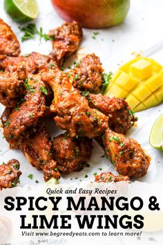 spicy mango and lime chicken wings on a plate