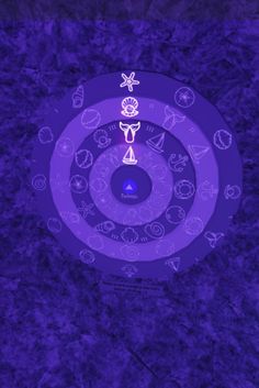 an image of a purple background with zodiac signs and symbols in the center on it