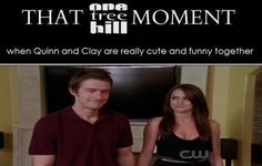 a man and woman standing next to each other in front of a tv screen with the caption that reads, that free moment when qum and clay are really cute and funny and funny