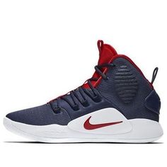 the nike zoom basketball shoe in blue and red