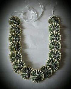 the necklace is made with green beads