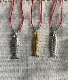 Red Fish-shaped Jewelry Gift, Fish-shaped Charms Necklace Gift, Silver Necklaces With Fish Hook For Gift, Silver Necklace With Fish Hook Clasp Gift, Gold Fish Necklace, Lover Necklace, String Necklace, Fish Jewelry, Fish Necklace