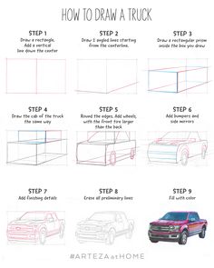 how to draw a truck step by step