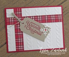 a close up of a christmas card with a tag on the front and back of it