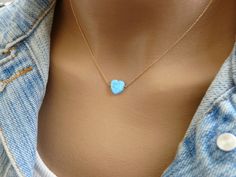 "Opal Heart necklace / Heart necklace / Blue heart opal necklace / Delicate necklace / Opal jewelry / Simple necklace / Everyday necklace This gorgeous necklace made with Opal Heart charm and a delicate gold filled chain. It is a simply beautiful piece perfect for giving to a special someone or as a gift to yourself! Necklace features: - Opal heart measures 10mm - All components are 100% gold filled - Shown at 16\" on the model Gold filled is an actual layer of gold-pressure bonded to another me Blue Dainty Jewelry For Valentine's Day, Heart Shaped Opal Jewelry Gift, Opal Heart Pendant Necklace For Gift, Heart-shaped Opal Jewelry Gift, Heart Shaped Opal Jewelry For Gifts, Heart-shaped Opal Jewelry For Gifts, Dainty Blue Heart-shaped Necklace, Dainty Blue Necklace For Valentine's Day, Blue Opal Dainty Necklace