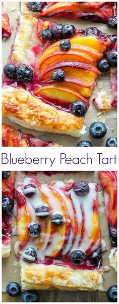 blueberry peach tart with vanilla glaze