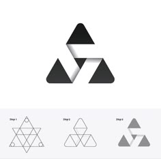 an abstract logo with three triangles in the middle and one triangle at the bottom, which is