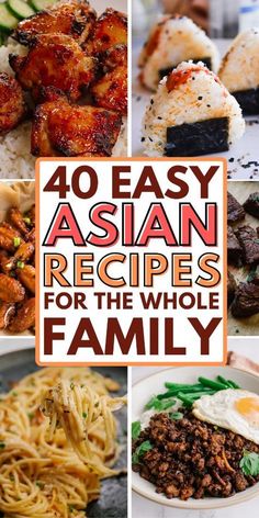 Weeknight dinners can be a breeze with these 40 simple and easy Asian recipes! Packed with flavor and perfect for busy families, this collection will have everyone asking for seconds. Now you can enjoy delicious Asian food without the takeout bill! Homemade Chinese Food, Asian Dinner Recipes, Recipes For The Whole Family, Asian Dinners, Chinese Cooking Recipes, Easy Asian Recipes, Easy Asian, Easy Chinese Recipes