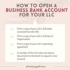 a pink background with the words how to open a business bank account for your lis