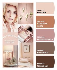 the color scheme is pink, brown and white