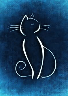 a black and white cat sitting on top of a blue background with the word cats written across it