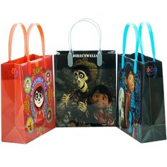 three halloween bags with characters on them