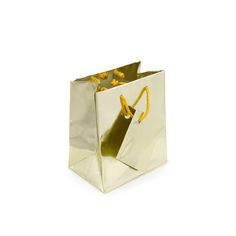 a gold shopping bag on a white background