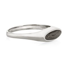 CBM-314 This sleek unisex .925 sterling silver signet memorial ring features a unique marquise setting for your loved one's ashes. Dimensions:Setting: 6 x 16mmBand Width: 2mm All dimensions are approximate and may vary slightly with every casting. The inside of the band on this ring, behind the setting, can be engraved with up to 12 characters including spaces and simple symbols. Examples of the font options available for engraving can be seen here. If you have any engraving-related questions or Modern Sterling Silver Signet Ring With Bezel Setting, Modern Sterling Silver Marquise Jewelry, Silver Marquise Minimalist Rings, Minimalist Marquise Silver Rings, Minimalist Silver Marquise Ring, Minimalist Silver Marquise Cut Ring, Modern Marquise Sterling Silver Jewelry, Silver Minimalist Marquise Cut Ring, Oval Sterling Silver Ring With Smooth Bezel