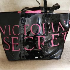 Victoria's Secret Bag With Handles Approx 11" Deep And 20 1/2 Wide Inside Is Pictures Of All The Models Removable Bottom Liner No Trades Victoria's Secret Rectangular Bag With Removable Pouch, Victoria's Secret Bag With Removable Pouch, Victoria's Secret Black Rectangular Bag, Black Victoria's Secret Bag With Zipper Closure, Victoria's Secret Bag With Adjustable Strap For On-the-go, Victoria Secret Bags, Pink Logo, Victoria Secret, Victoria's Secret Pink