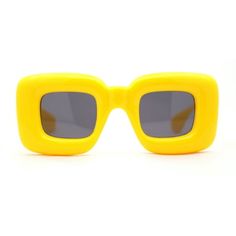 Do you need something funky to wear? Here are unique balloon bubble thick rim large rectangle retro sunglasses. Perfectly oversized unique thick rim for a nerdy geek look. UV400 polycarbonate lenses will protect your eyes from UV rays. Premium composite plastic with reinforced metal hinges. (b730) Size: 5 3/4" (145mm) x 2 5/16" (59mm).  Color: Yellow.  Gender: unisex.  Age Group: adult. Modern Yellow Rectangular Sunglasses, Modern Rectangular Yellow Sunglasses, Modern Rectangular Sunglasses For Party, Rectangular Glass Sunglasses For Parties, Rectangular Glass Sunglasses For Party, Trendy Yellow Rectangular Sunglasses, Trendy Rectangular Yellow Sunglasses, Retro Plastic Sunglasses For Parties, Retro Plastic Sunglasses For Party