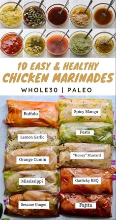 an advertisement for chicken marinades and other foods