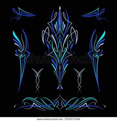 an abstract design with blue and white lines on a black background stock photo edit to be used