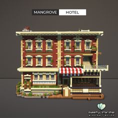 an image of a building made out of legos with the words man grove hotel on it