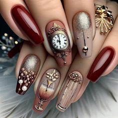 Medium Coffin, Stylish Nails Designs, Simple Nail Art Designs, Winter Nail Designs, Fabulous Nails, Fancy Nails, Creative Nails, Nail Art Diy