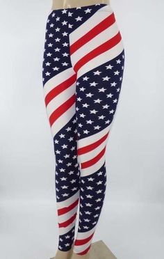 Ladies Full Length Leggings AMERICAN FLAG STARS STRIPES. Red, White, B – MomMe and More Women Leggings Outfits, Womens Best, Baby Bangs, Trendy Leggings, American Flag Stars, Mom And Me, Pop Pop, High Waist Leggings, Mommy And Me Outfits