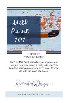 a card with the words milk paint 101 on it and an image of a boat