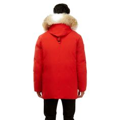 Huron Men's Parka | 700 Fill Power | Triple F.A.T. Goose Luxury Cotton Men's Parka, Red Double-lined Hooded Parka For Winter, Canada Goose Expedition Parka, Red Parka With Double-lined Hood, Waterproof Parka, Nylon Parka With Double-lined Hood For Cold Weather, Mens Down Jacket, Coyote Fur, Mens Parka