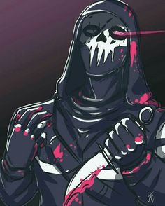 a stylized image of a masked man holding a knife