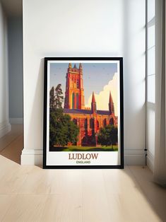 an image of a building with the words ludlow on it in front of a window