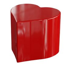 a red heart shaped table on a white background