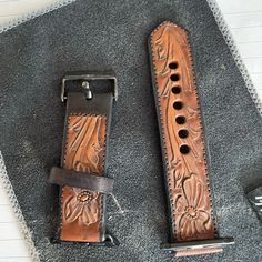 Hand Tooled Custom Leather Watch Band For Apple Watch. Brand New Never Used. Leather Apple Watch Band, Leather Watch Band, Apple Watch Bands Leather, Hand Tooled Leather, Leather Watch Bands, Tooled Leather, Apple Watch Band, Custom Leather, Leather Tooling