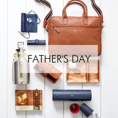 the father's day gift guide is displayed on a white background with various items