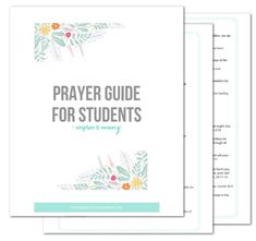 the prayer guide for students with flowers and leaves