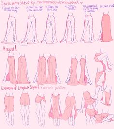 a drawing of different types of dresses