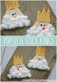 popsicle stick king craft for kids to make with cotton balls and paper machs