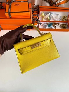 Size: (As in Picture) It comes with Dust box, Care manual, Tag and Paper bag. Handheld Shoulder Bag With Original Box As Gift, Luxury Tan Bags For Gift, Luxury Yellow Satchel Box Bag, Luxury Yellow Satchel For Formal Occasions, Elegant Yellow Top Handle Box Bag, Yellow Luxury Satchel For Formal Occasions, Luxury Yellow Formal Satchel, Luxury Yellow Box Bag With Top Carry Handle, Elegant Yellow Satchel Box Bag