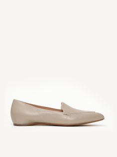 The Gia - Taupe - Tumbled Calf Leather - M.Gemi Classic Ballet Flats With Leather Sole For Fall, Classic Fall Ballet Flats With Leather Sole, Beige Leather Flats With Stitched Sole, Elegant Leather Ballet Flats For Fall, Elegant Ballet Flats With Leather Footbed For Spring, Elegant Spring Ballet Flats With Leather Footbed, Fitted Workwear Ballet Flats With Leather Sole, Classic Closed Toe Flats, Classic Spring Flats With Stitched Sole