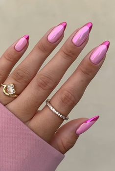 Gyaru Nails Pink Coffin, Nails Elegant, Unghie Nail Art, Nagellack Trends, Almond Shape, Nails Pink