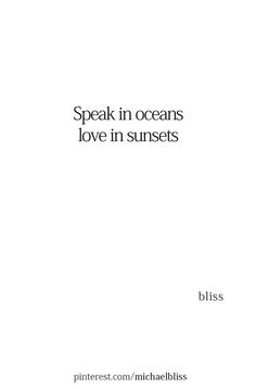 a white book cover with the words speak in oceans love in sunsets