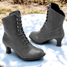 Category:Boots; Upper Materials:PU Leather,PU; Embellishment:Lace-up; Season:Fall,Winter; Heel Type:Kitten Heel,Cuban Heel; Gender:Women's; Activity:Walking; Toe Shape:Pointed Toe; Type:Booties Ankle Boots; Style:Vintage,Casual,Elegant; Heel Height(inch):3-4; Outsole Materials:Rubber; Occasion:Daily,Outdoor; Closure Type:Zipper; Pattern:Solid Colored; Production mode:Self-produce; 2024 Trends:Plus Size,Lace Up Boots; Foot Length:; Foot Width:; Size chart date source:Provided by Supplier.; US Size:null; UK Size:14.5; EU Size:50 Winter Vintage High Heel Lace-up Boots, Vintage Leather Lace-up Boots With Pointed Toe, Vintage Lace-up Boots With Reinforced Heel, Vintage Brown Lace-up Closed Toe Boots, Vintage Leather Lace-up Boots With Reinforced Heel, Cheap Ankle Boots, Antique Shoes, Granny Boots, Office House