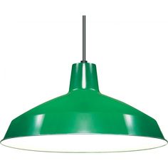 a green light hanging from the ceiling